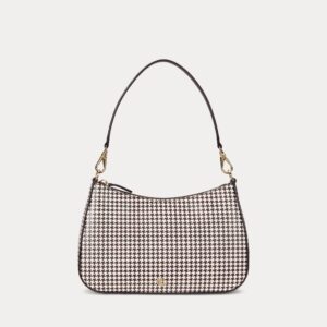 Ralph Lauren Houndstooth Leather Medium Danni Bag