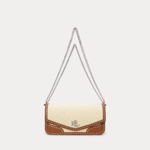 Ralph Lauren Straw & Leather Medium Sawyer Bag