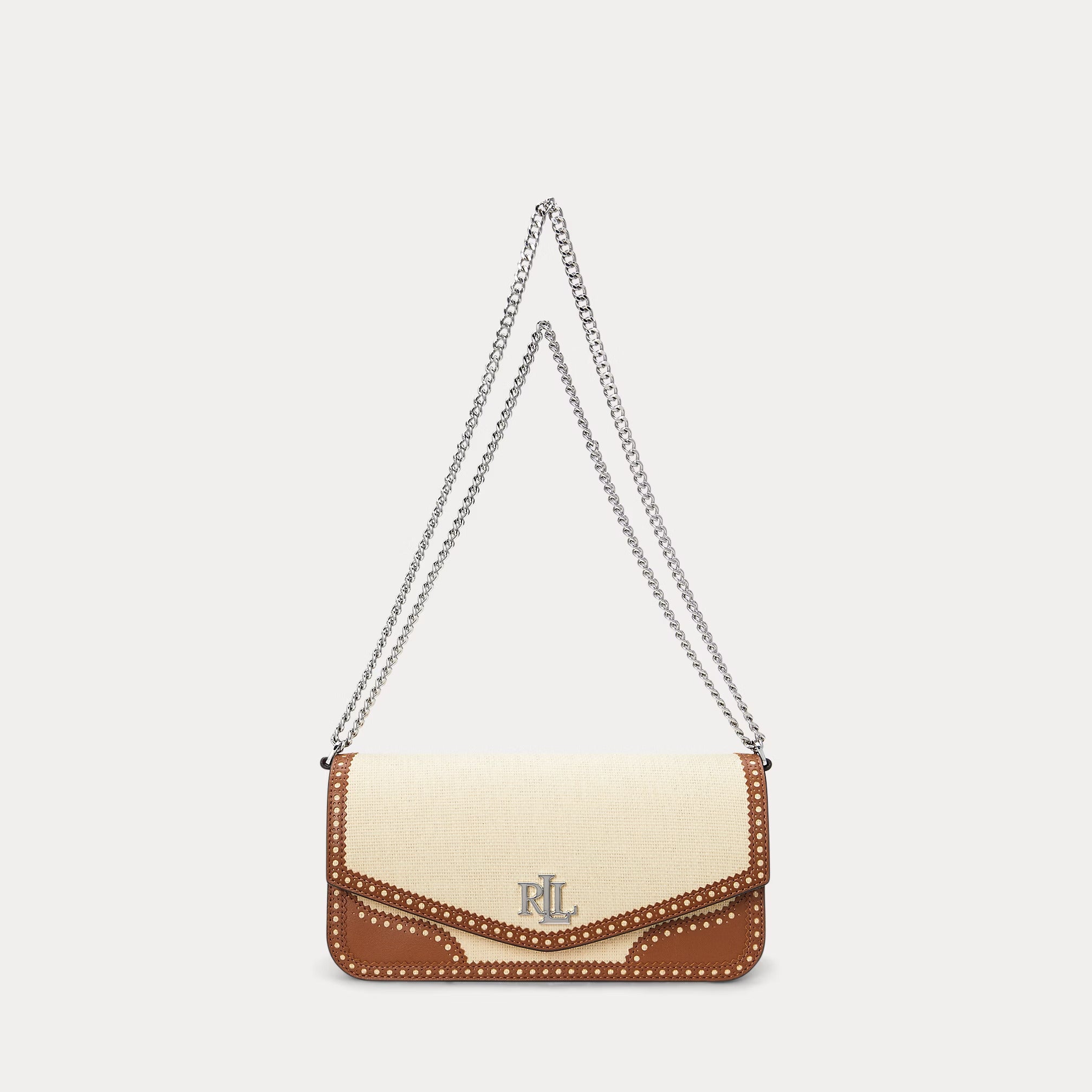 Ralph Lauren Straw & Leather Medium Sawyer Bag