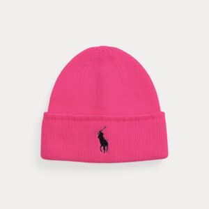 Ralph Lauren Pink Pony Merino Wool Beanie - Pink / Light Pink / Semi Flash Green