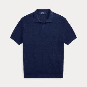 Ralph Lauren Mesh-Knit Linen Short-Sleeve Sweater