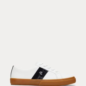Ralph Lauren Janson II Suede-Trim Leather Sneaker