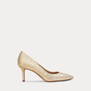 Ralph Lauren Lanette Metallic Embossed Leather Pump
