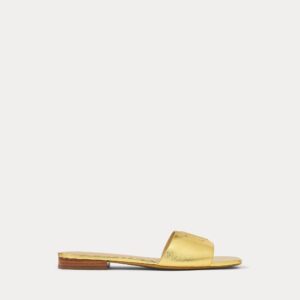 Ralph Lauren Everley Metallic Leather Slide Sandal
