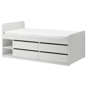 IKEA SLÄKT Bed frame w/storage+slatted bedbase, white, Twin