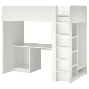 IKEA SMÅSTAD Loft bed frame, desk and storage, white, Twin