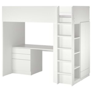 IKEA SMÅSTAD Loft bed, white white/with desk with 4 drawers, Twin