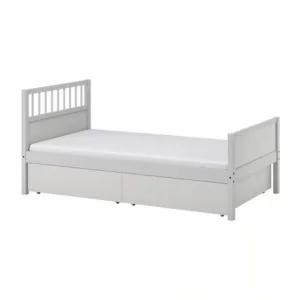 IKEA SMYGA Bed frame with storage, light gray, Twin
