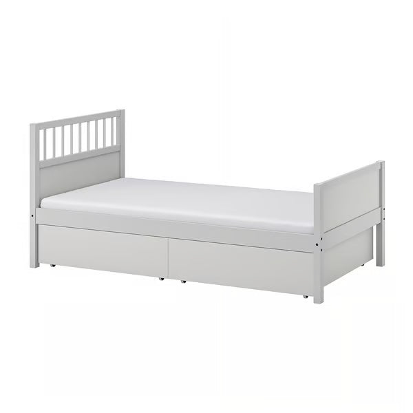 IKEA SMYGA Bed frame with storage, light gray, Twin