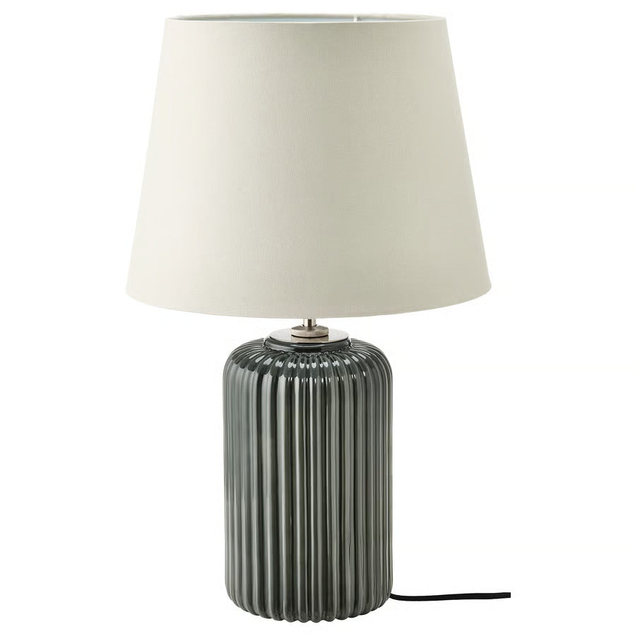 IKEA SNÖBYAR Table lamp, gray-turquoise ceramic/gray, 20 "