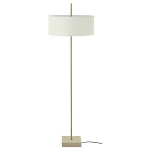 IKEA STOCKHOLM 2025 Floor lamp, white textile/brass plated, 63 "