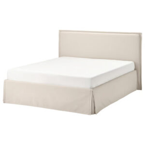 IKEA TÄRNKULLEN Upholstered bed frame, Vissle beige/Luröy, King