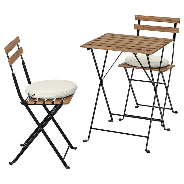 IKEA TÄRNÖ Table+2 chairs, outdoor, black/light brown stained/Frösön/Duvholmen beige