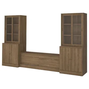 IKEA TONSTAD TV storage combination, brown stained oak veneer/clear glass, 134 5/8x18 5/8x78 7/8 "