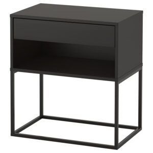 IKEA VIKHAMMER Nightstand, black, 23 5/8x15 3/8 "