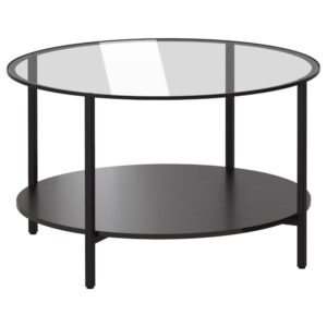IKEA VITTSJÖ Coffee table, black-brown/glass, 29 1/2 "