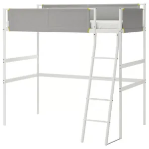 IKEA VITVAL Loft bed frame, white/light gray, Twin