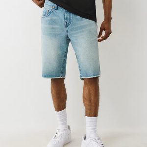 TRUE RELIGION RICKY EMBROIDERED BUDDHA POCKET FRAYED SHORT