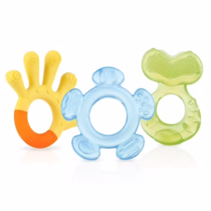 Nuby Lightweight & Easy To Hold 3-Step Baby Teether Set, 3-piece set