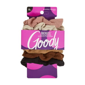 Goody Ouchless Ribbed Hair Scrunchies - Assorted Neutral Colors - 8 Ct, Goody Ribbed Scrunchies.