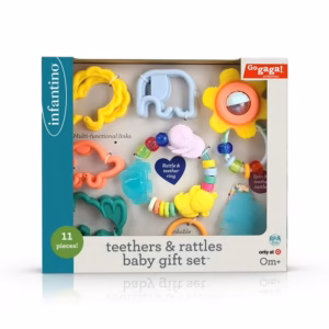 Infantino Teether & Rattles Baby Gift Set, 11 Pieces, 11 piece rattle, teether & link set