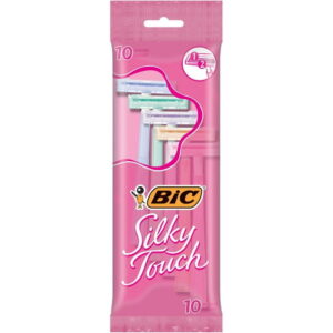 BIC Silky Touch Women's Disposable Razors, With 2 Razor Blades, Pretty Pastel Razor Handles