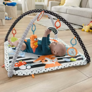Fisher-Price 3-in-1 Music Glow and Grow Gym Infant Playmat with Lights & Removable Toys, Ages 0+