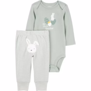 Carter's Child of Mine Baby Unisex Bodysuit Pant Set - Green My First Easter, Sizes NB-24months