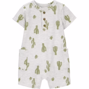 Carter's Child of Mine Infant Boy 1pc Romper-Grey Cactus
