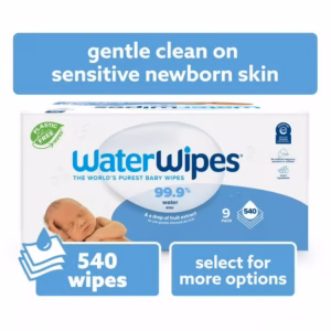 WaterWipes Original 99.9% Water Based Baby Wipes, Unscented, 540 Count (9 Packs)