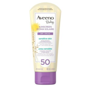 Aveeno Baby Mineral Sunscreen Lotion SPF 50 - 100% Naturally Sourced Zinc Oxide for Sensitive Skin