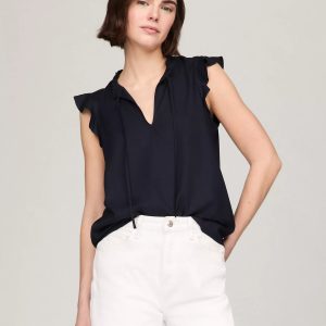 Tommy Hilfiger Solid Flutter-Sleeve Ruffle Top