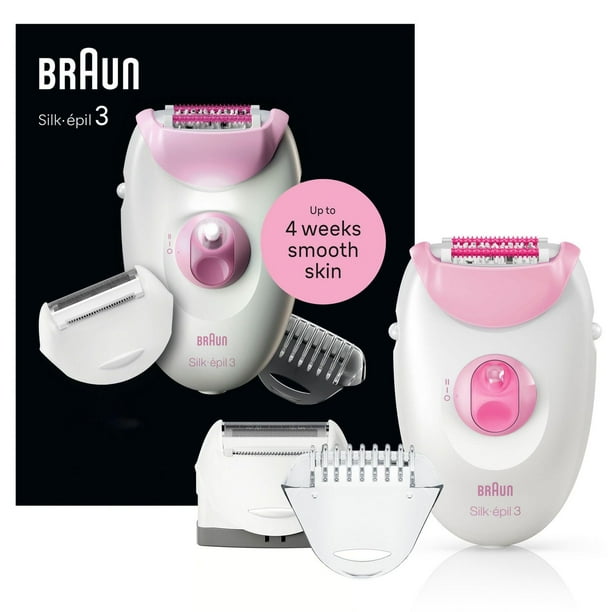 Braun Silk-épil 3 3-270, Epilator for Women for Long-Lasting Hair Removal, White/Pink, 1CT