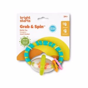Bright Starts Grab & Spin Rattle Toy, 3 months to 3 years