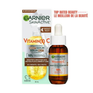 Garnier Vitamin C Brightening Night Serum, with Hyaluronic Acid, Brightens & Smoothens Skin for All Skin Types - 30ml