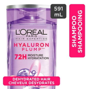 L'Oreal Paris Hair Expertise Hyaluron Plump Shampoo, 72 h of Moisture for hair, 591 mL