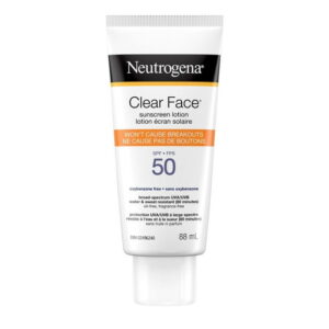 Neutrogena Clear Face Sunscreen Lotion for Acne-Prone Skin, Broad Spectrum SPF 50 UVA/UVB Protection