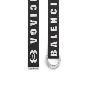 BALENCIAGA Men's D Ring Belt in Black/white