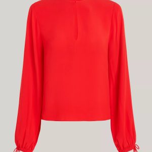 Tommy Hilfiger Relaxed Fit Keyhole Crepe Blouse