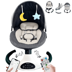 P@B PBell Baby Swing for Infants, Bluetooth Music Speaker 5 Speeds and Remote Control. Five-Point